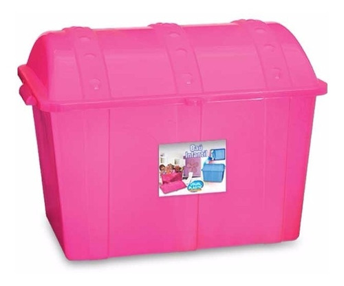 Caixa Organizadora Bau Infantil Plastico Rosa Brinquedos