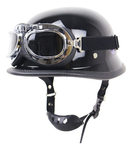 Medio Casco + Gafas De Estilo Alemán Dot For Motocicleta