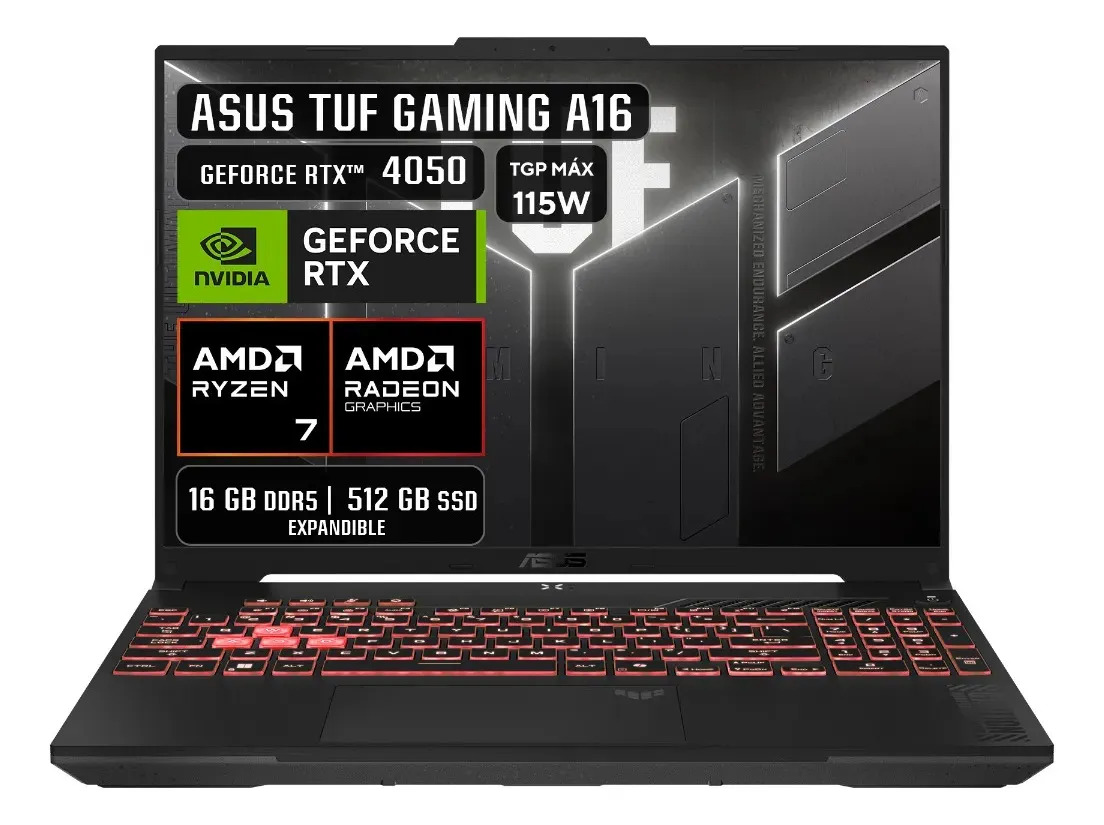 Laptop Asus Tuf A16  R7 170 16GB 512SSD RTX4050
