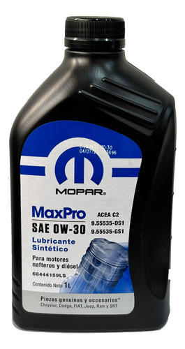 Aceite Mopar Maxpro 0w-30 X1l Fiat