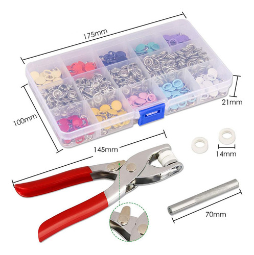 Juego De Sujetadores A Presión De 10 Colores, 100 Broches