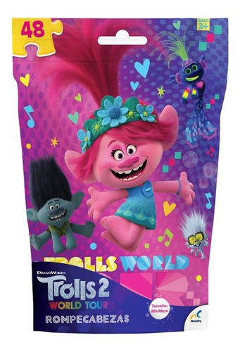 Rompecabezas Bolsa Foil Trolls World Tour 48 Piezas Jca-2664