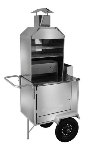Imagem 1 de 6 de Carrinho De Churrasco Inox Simples Rodas Pneumáticas Cefaz