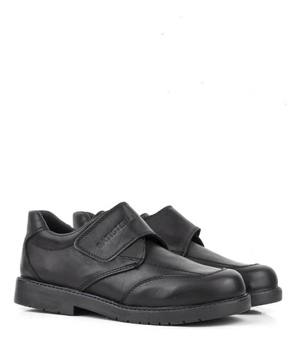 Zapato Escolar Batistella Colegiales Cuero Negro Con Velcro