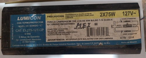 Balastra Para 2 Lámparas Fluorescentes De 75 W Cada Una. 