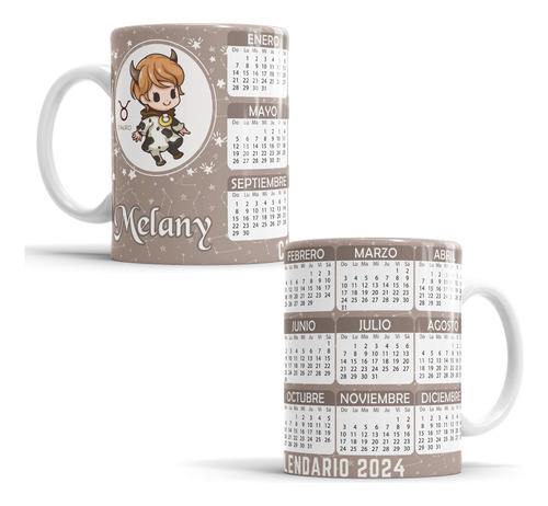 Taza Calendario Y Signo Tauro Personalizada 11oz Mod360