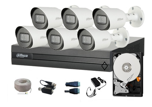 Kit Audio Microfonos 6 Bullet Dvr Dahua 1080p Lite Disco 2tb