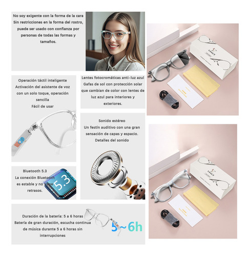 Gafas Bluetooth Con Lentes Que Filtran La Luz Azul