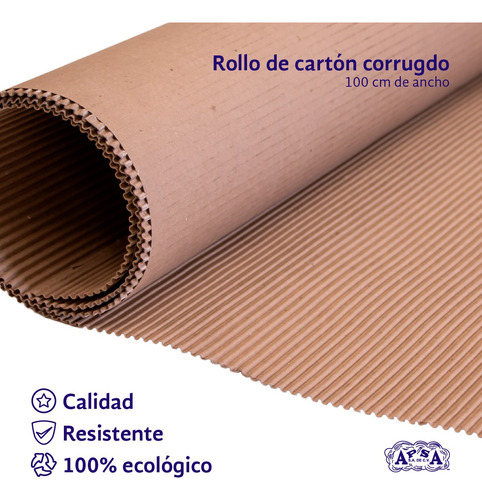 Apsa Rollo De Cartón Corrugado 100cm De Ancho, Color Kraft