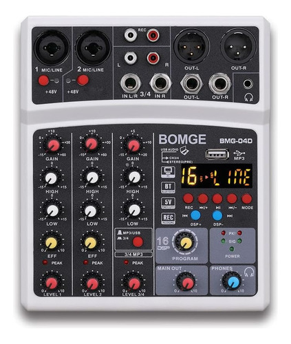 Bomge Professional 4 Channel Dj Audio Mezclador De Sonido In