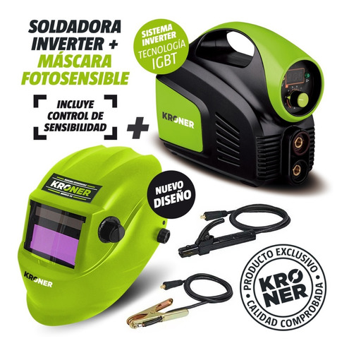 Soldadora Inverter Kroner 140 Amp + Máscara Fotosensible 