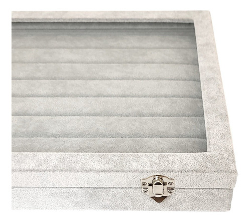 Exhibidor Con Tapa Estuche Terciopelo Caja Porta Anillos