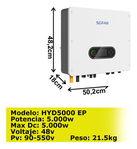 Kit Solar Red Hibrido Monofasico 5kw 48v Paneles Bifaciales