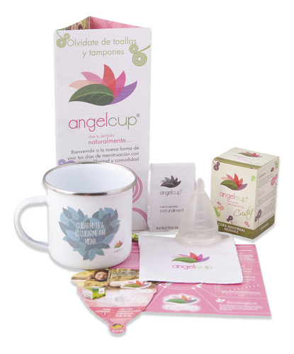 Copa Menstrual Cristal + Tacita De Peltre Para Esterilizar Color Copa-grande-corazón-de-hojas
