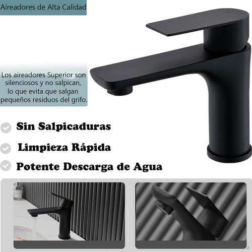 Lavabo Grifo Baño Llave Monomando Fregadero Inoxidable,negro