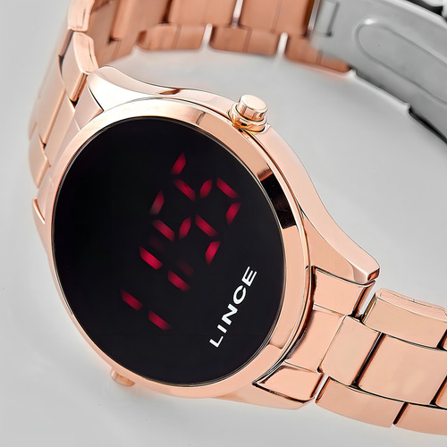 Relogio Lince Feminino Digital Led Mdr4618l Vxrx Rose Preto