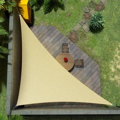 Amgo Toldo Triangular Recto Beige De 14 X 14 X 19.8 Pies, To
