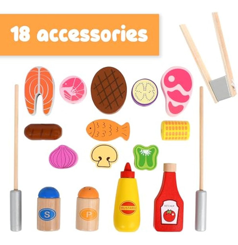 Set De Juego Spark & Wow Grill, Juguete De Madera Para Cocin
