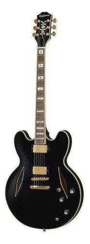 Guitarra eléctrica Epiphone Artist Emily Wolfe Sheraton Stealth sheraton with diamond sound holes de arce en capas black aged gloss brillante con diapasón de laurel indio