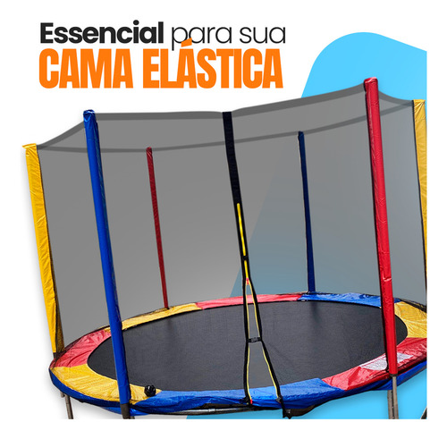 Cama Elástica Completa Trampolim 2,44m Lona Black Molas Escada Tela De Proteção Com Zíper All Pula Pula