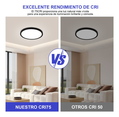 Lampara Spot Ajustable Con 3 Tonos Luz Marco Negro 20pzs 18w
