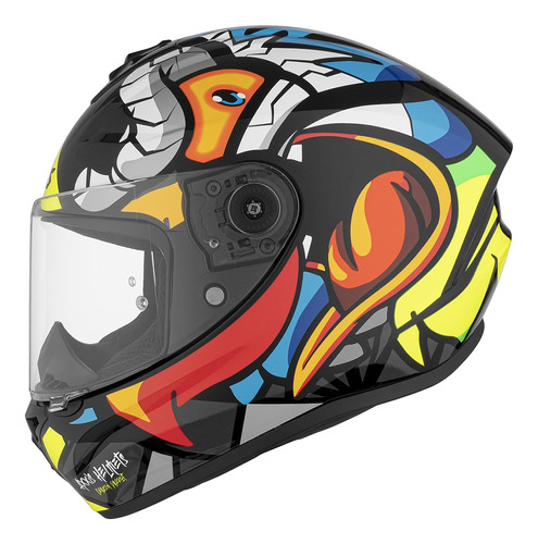 Casco Moto Axxis Draken Parrot A1 Negro Brillo Integral