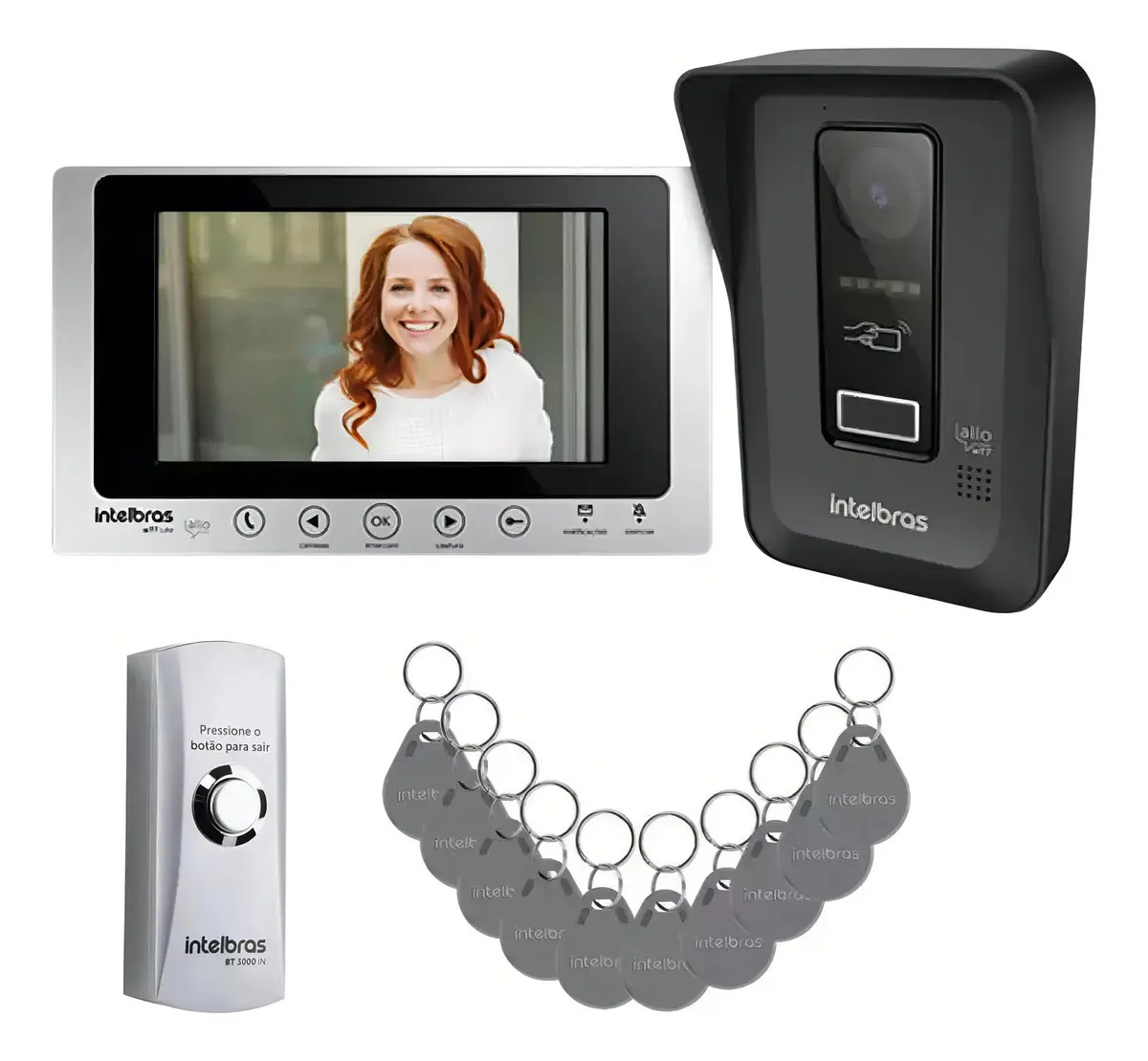 Kit Vídeo Porteiro Wifi Allo Wt7 Lite +01 Botoeira E 10tags