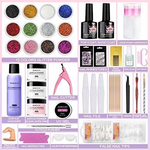 Kit De Uñas Acrílicas Profesional Con Polvos Y Suministros