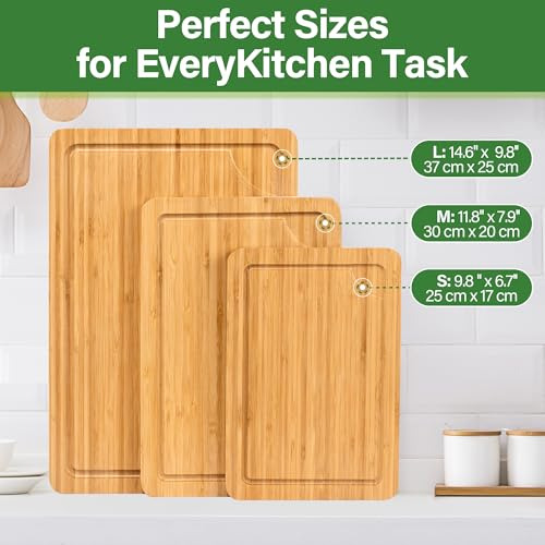 Tabla De Cortar De Bambú Para Cocina, Juego De 3 Tablas De C