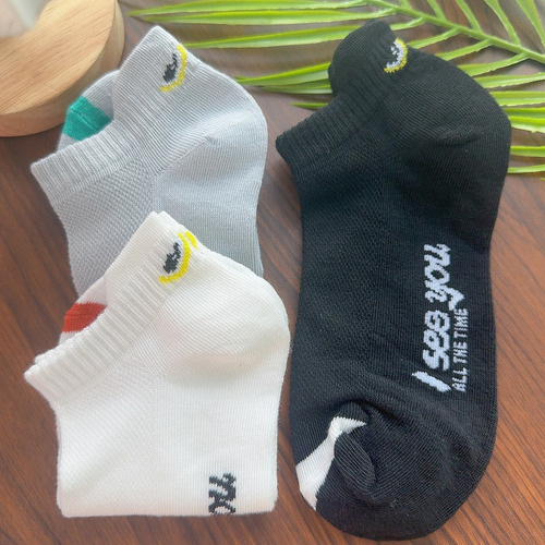 Calcetines Cortos De Malla Transpirable Para Hombre, 3 Pares