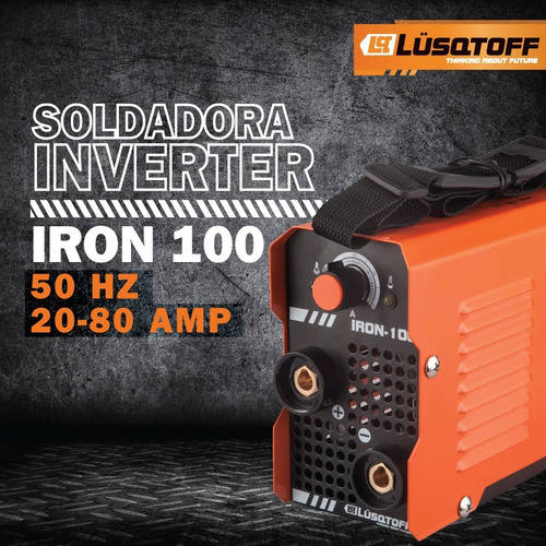 Soldadora Inverter Lusqtoff Iron 100 + Mascara + Electrodos + 4 Escuadras Magnetica Maquina Soldar Fotosensible + Cables