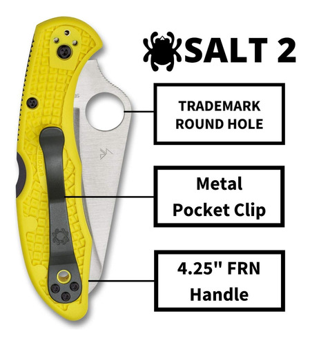 Cuchillo Spyderco Salt 2 Con Hoja De Acero H-1 De 3 Pulgadas