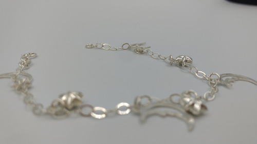 Imagen 6 de 8 de Pulsera De Plata Fina 925 Dama Lunas Y Estrellas Mujer