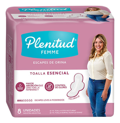 Imagen 3 de 3 de Plenitud Femme Toalla Esencial 8 Unidades Pack X 24