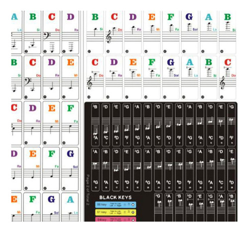 4 Pegatinas De Piano Para Teclados De 49/61/ 76/88 Teclas