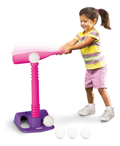 Juego Para Aprender A Batear Little Tikes, 5 Pelotas, Rosad.