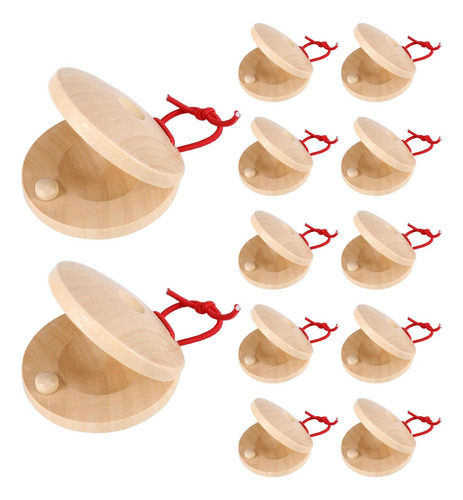12 Piezas De Castañolas Para Dedos, Castañolas De Madera,