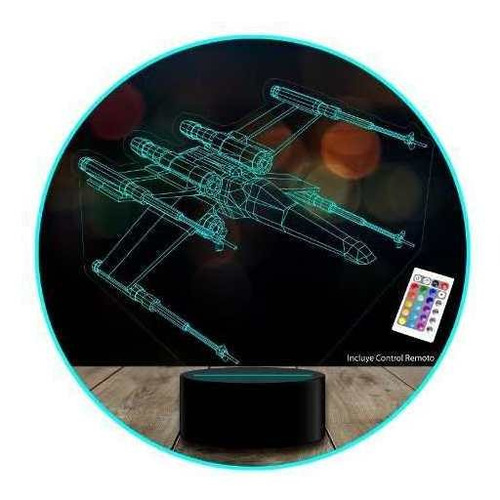 Lampara 3d Star Wars X- Wing 16 Colores Control Remoto 