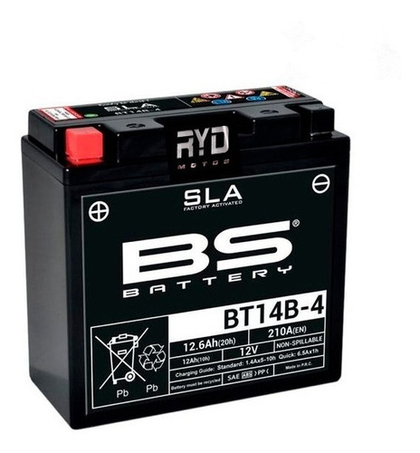 Batería Bt14b-4 = Yt14b-bs Yamaha Xvs 1100 Drag Bs Battery 