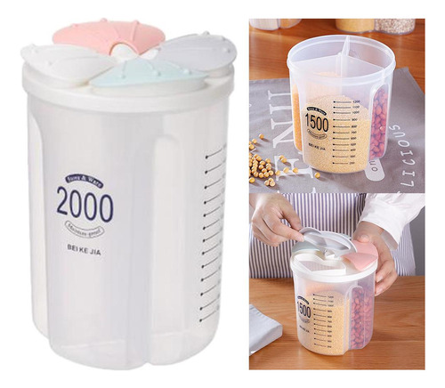 Almacenamiento De Grano De Cocina Caja Dividida 2000ml