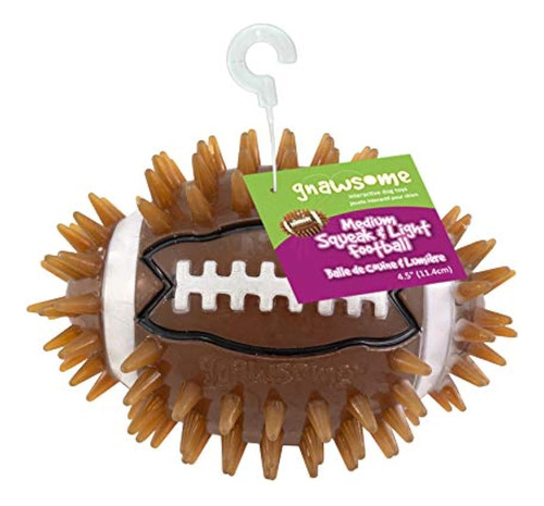 Gnawsome 4.5  Spiky Squeak Y Light Football For Dogs - Jugue