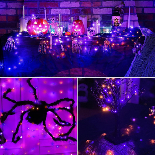 2 Unidades De Luzes De Halloween Laranja E Roxas