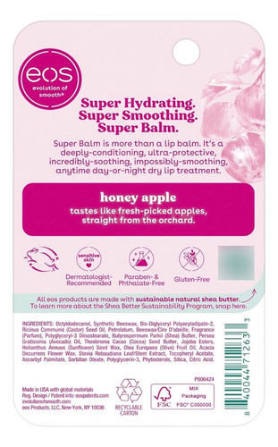 Eos Balsamo Labial Super Balm Honey Apple Aroma Manzana