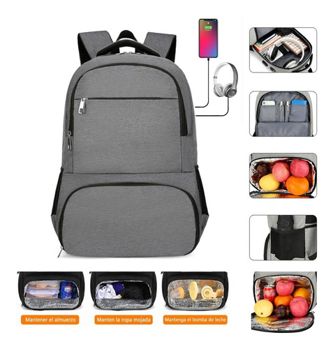 Mochila De Almuerzo Antirrobo Impermeable A Portátil 15,6in