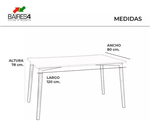 Mesa De Comedor Eames 120x80 Cm
