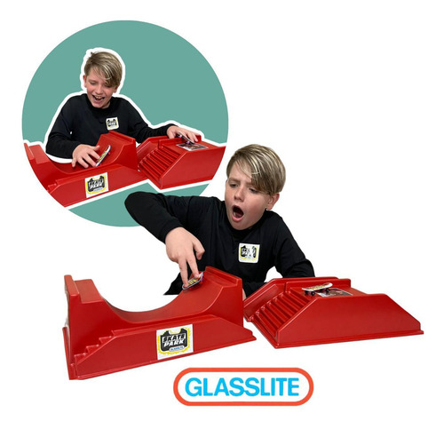 Kit 2 Pista 2 Skate Dedo Rampa Glasslite Half Corrimão