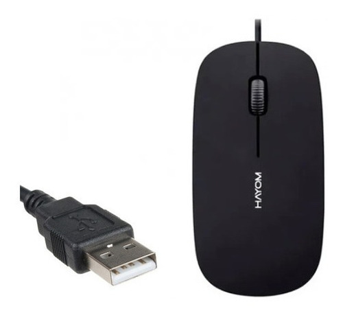 Imagem 2 de 6 de Mouse Office Com Fio Usb Preto 3 Botões Para Pc E Notebook