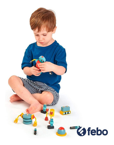 Imagen 4 de 5 de Juguete Robots Tender Leaf Toys Construccion De Madera 17pcs