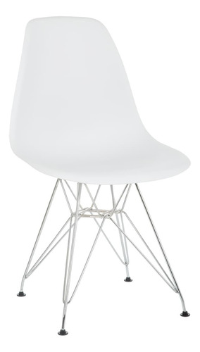 Cadeira De Escritório Eames Com Pés Cromados Anima Branca Cor Branco