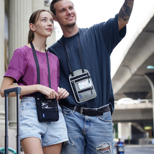 Funda Tipo Cartera Con Cuello De Viaje Con Bloqueo Rfid, Fun